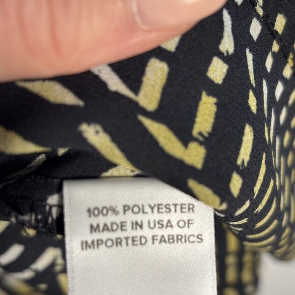 Allison Joy Black & Yellow Geometric Pattern Long Sleeve Blouse M - Picture 11 of 12